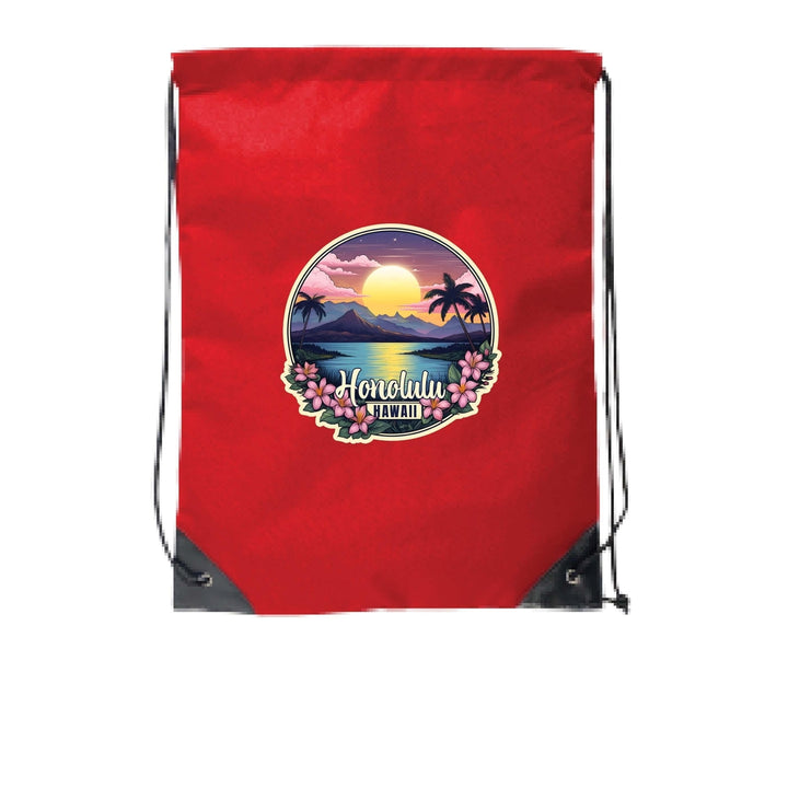 Honolulu Hawaii B Souvenir Cinch Bag with Drawstring Backpack Image 4