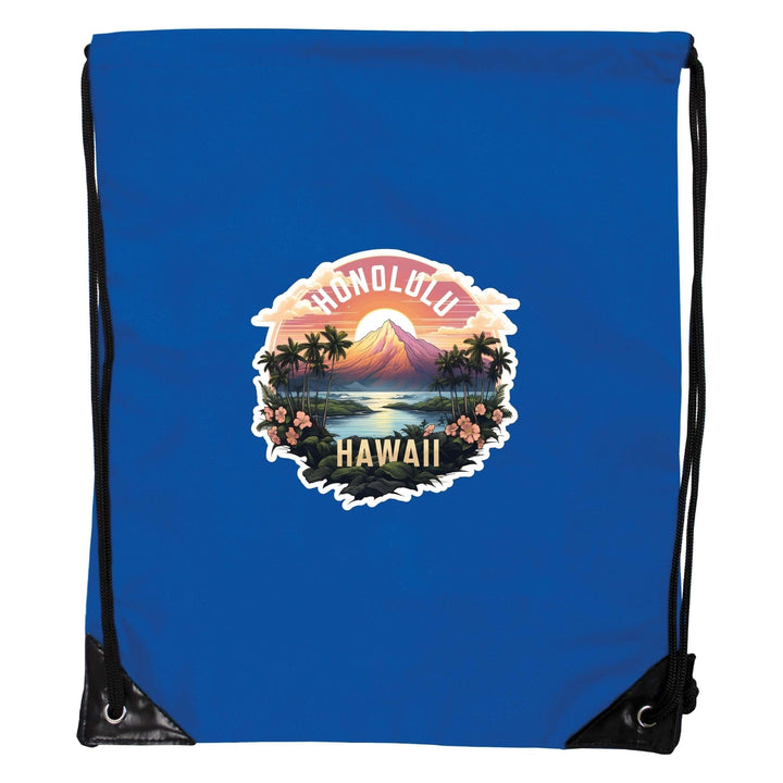 Honolulu Hawaii A Souvenir Cinch Bag with Drawstring Backpack Image 4