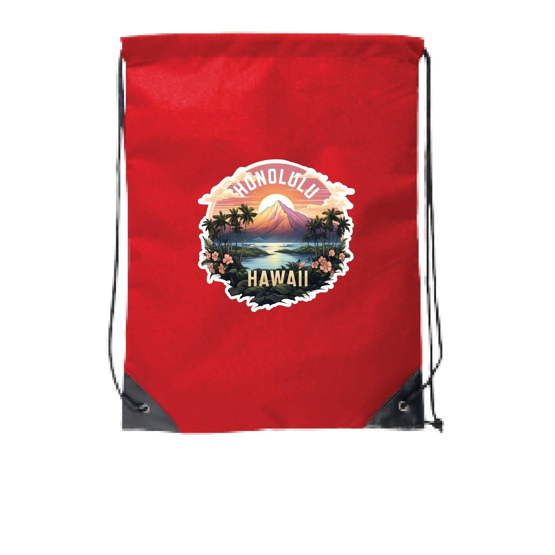 Honolulu Hawaii A Souvenir Cinch Bag with Drawstring Backpack Image 4