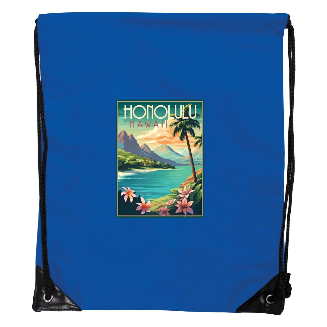 Honolulu Hawaii C Souvenir Cinch Bag with Drawstring Backpack Image 4