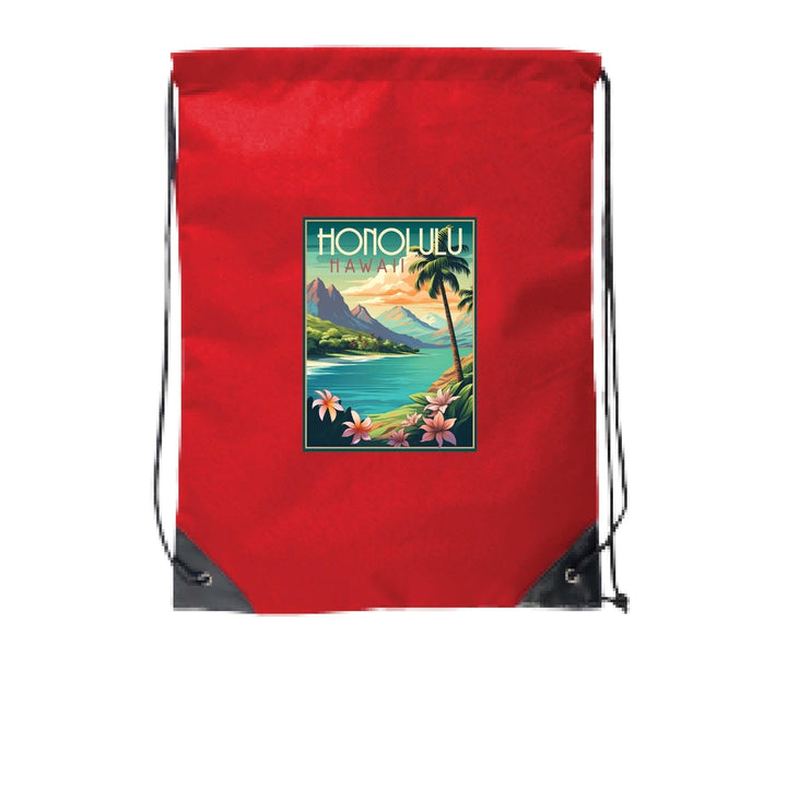 Honolulu Hawaii C Souvenir Cinch Bag with Drawstring Backpack Image 6