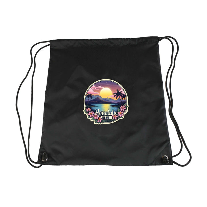 Honolulu Hawaii B Souvenir Cinch Bag with Drawstring Backpack Image 6