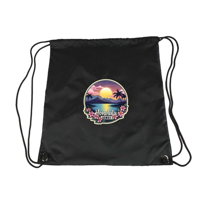 Honolulu Hawaii B Souvenir Cinch Bag with Drawstring Backpack Image 1