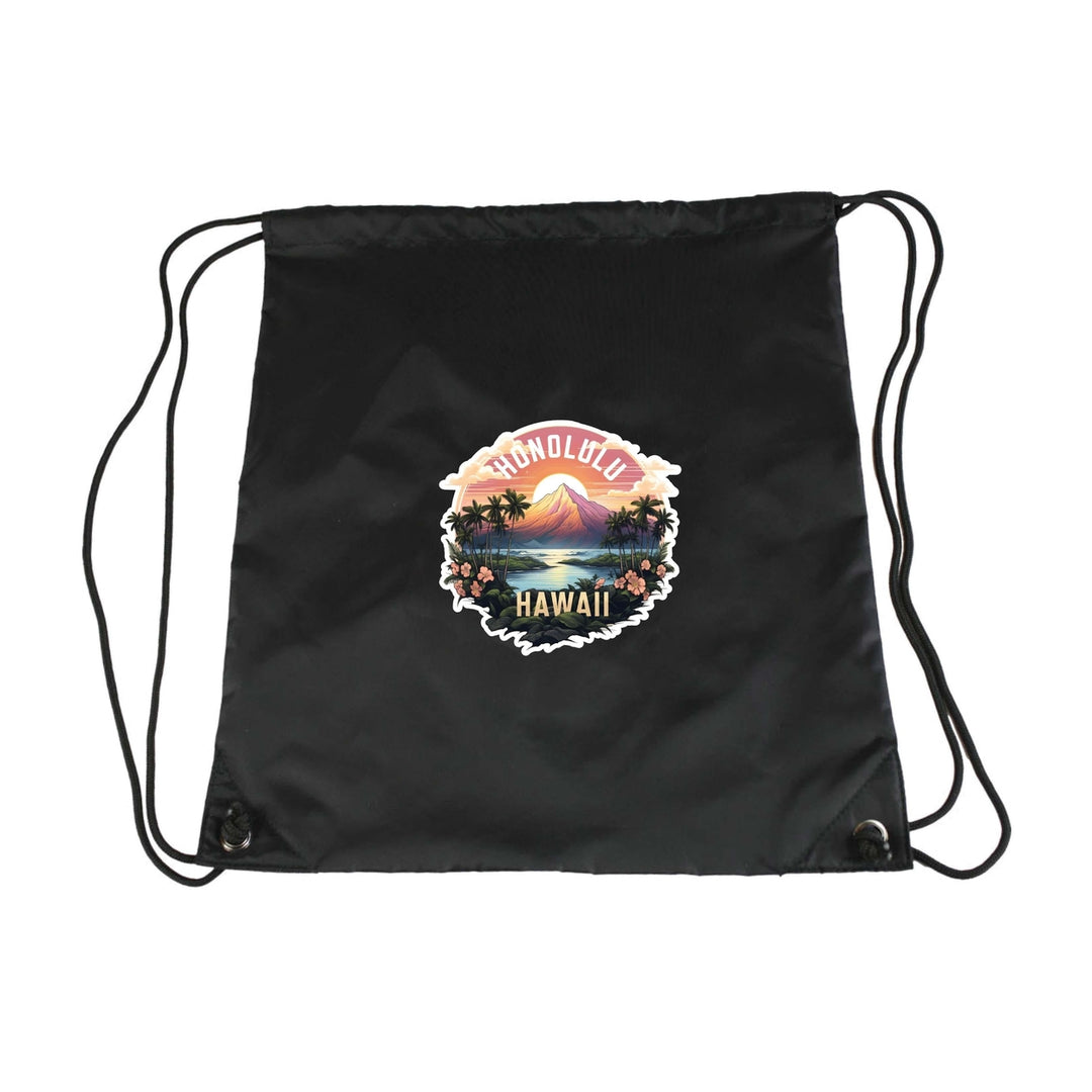 Honolulu Hawaii A Souvenir Cinch Bag with Drawstring Backpack Image 6