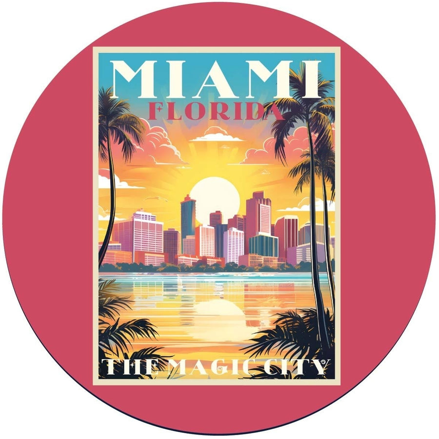 Miami Florida A Souvenir Memories Round Durable Vinyl Decal Sticker Image 1