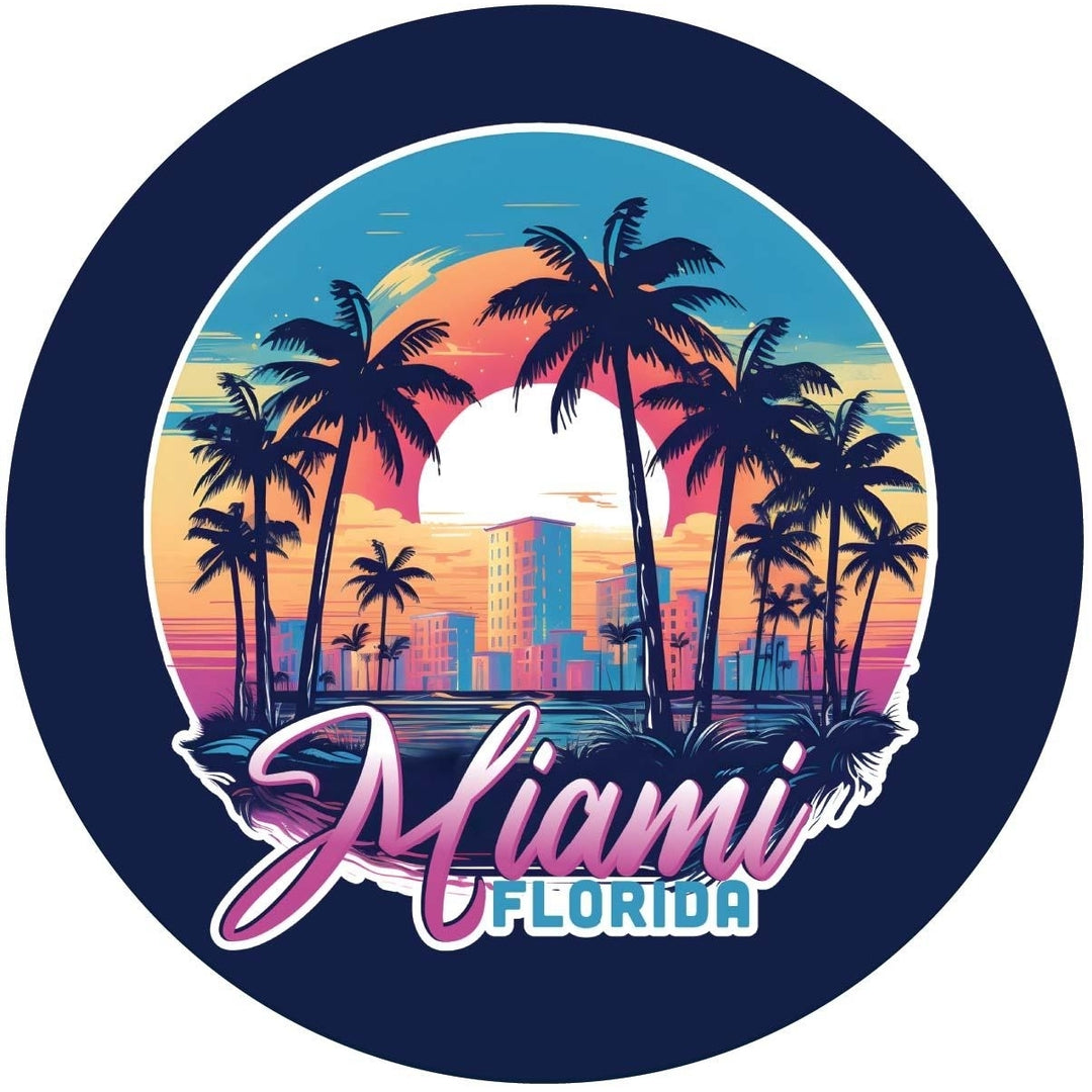 Miami Florida B Souvenir Memories Round Durable Vinyl Decal Sticker Image 1