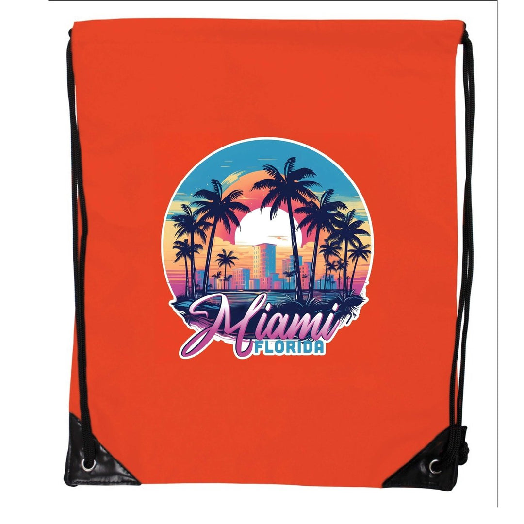 Miami Florida B Souvenir Cinch Bag with Drawstring Backpack Image 1