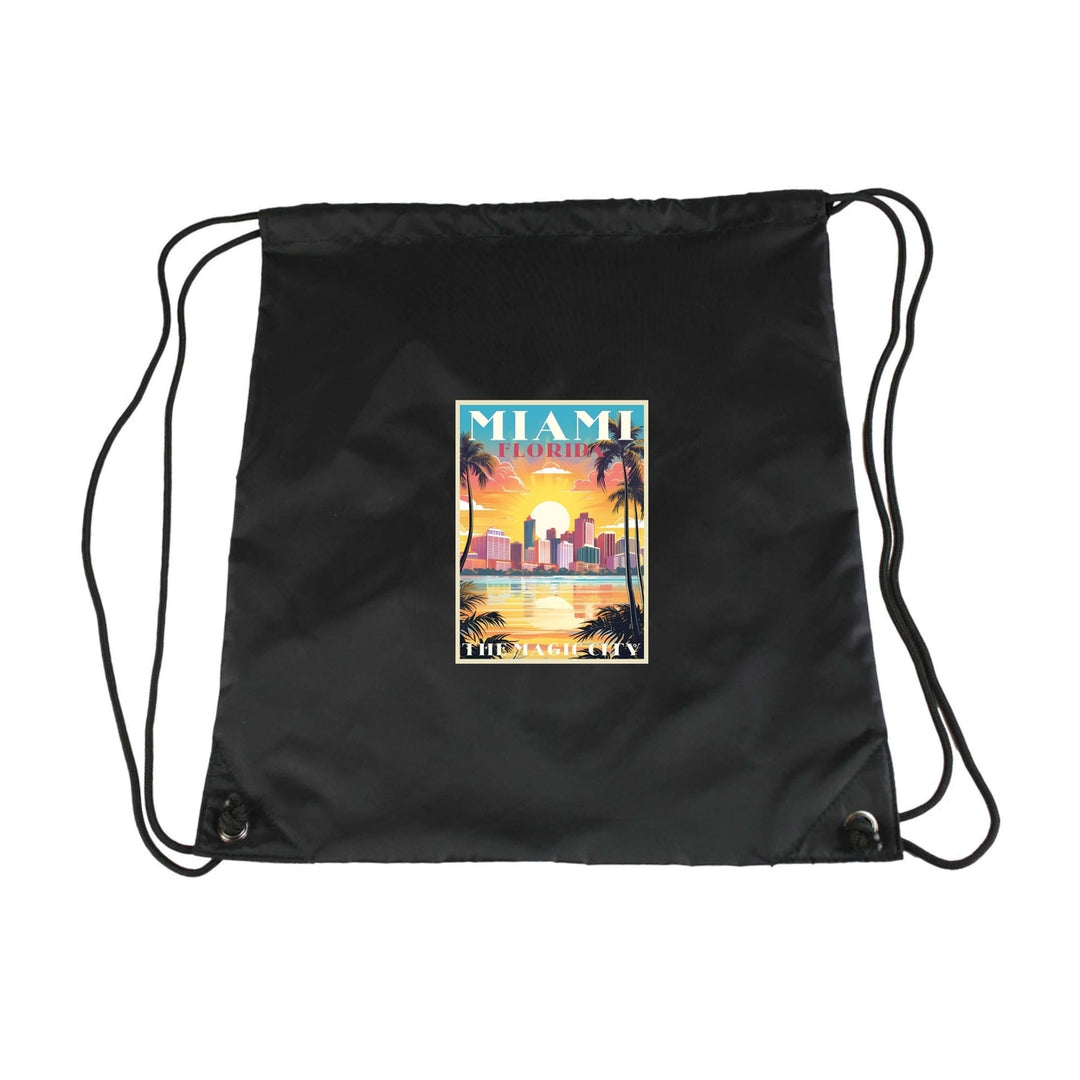 Miami Florida A Souvenir Cinch Bag with Drawstring Backpack Image 3