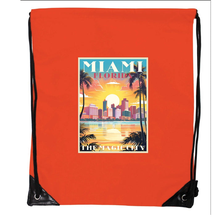 Miami Florida A Souvenir Cinch Bag with Drawstring Backpack Image 6