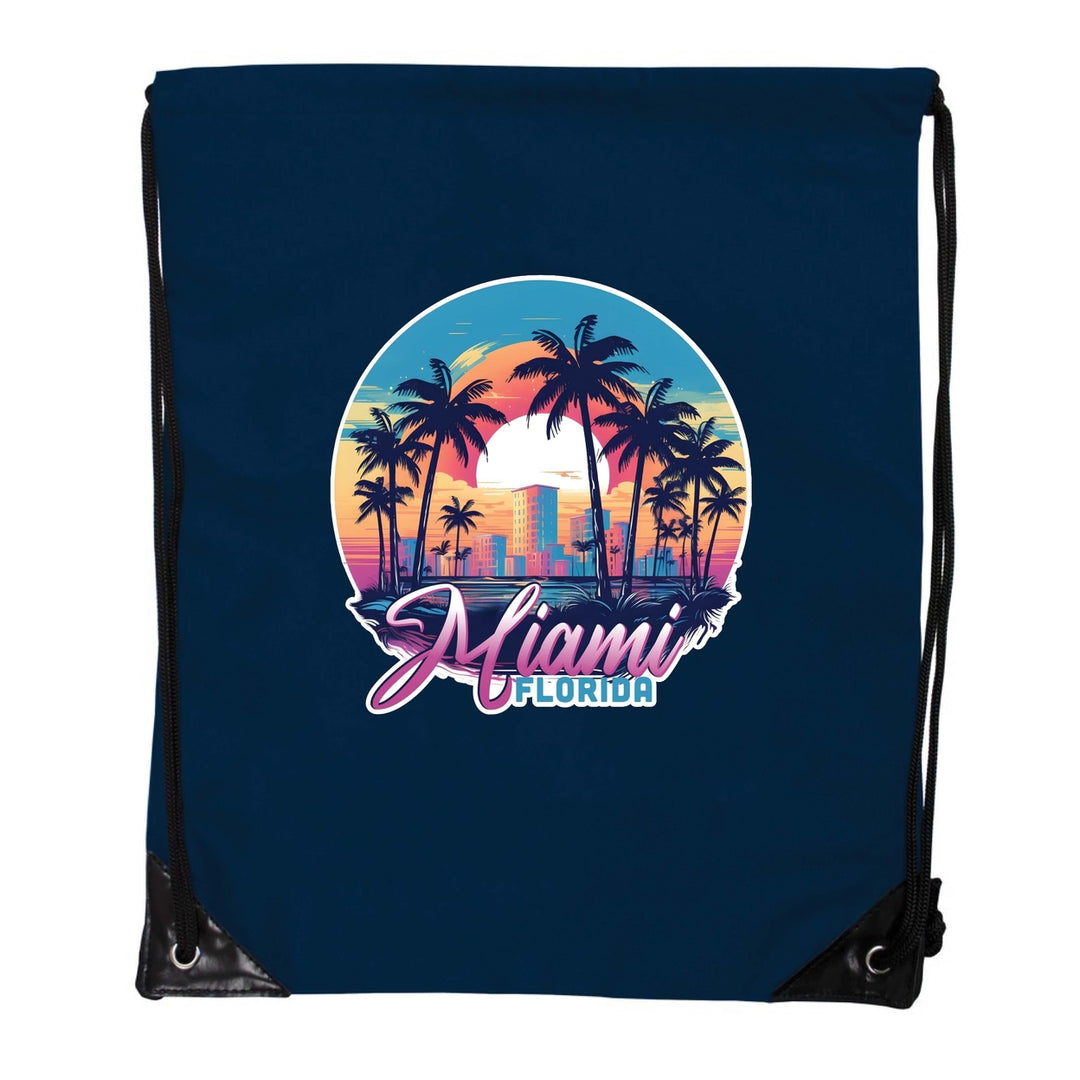 Miami Florida B Souvenir Cinch Bag with Drawstring Backpack Image 6