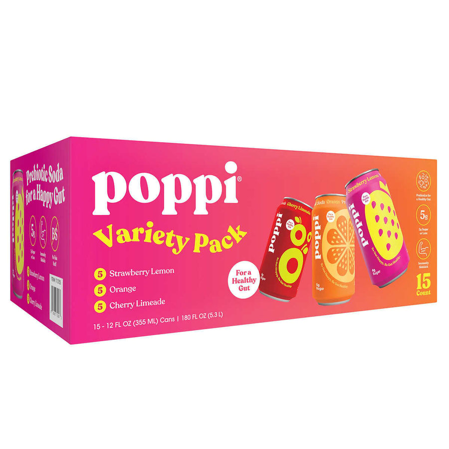 Poppi Prebiotic Soda Variety Pack 12 Fluid Ounce (Pack of 15) Image 1