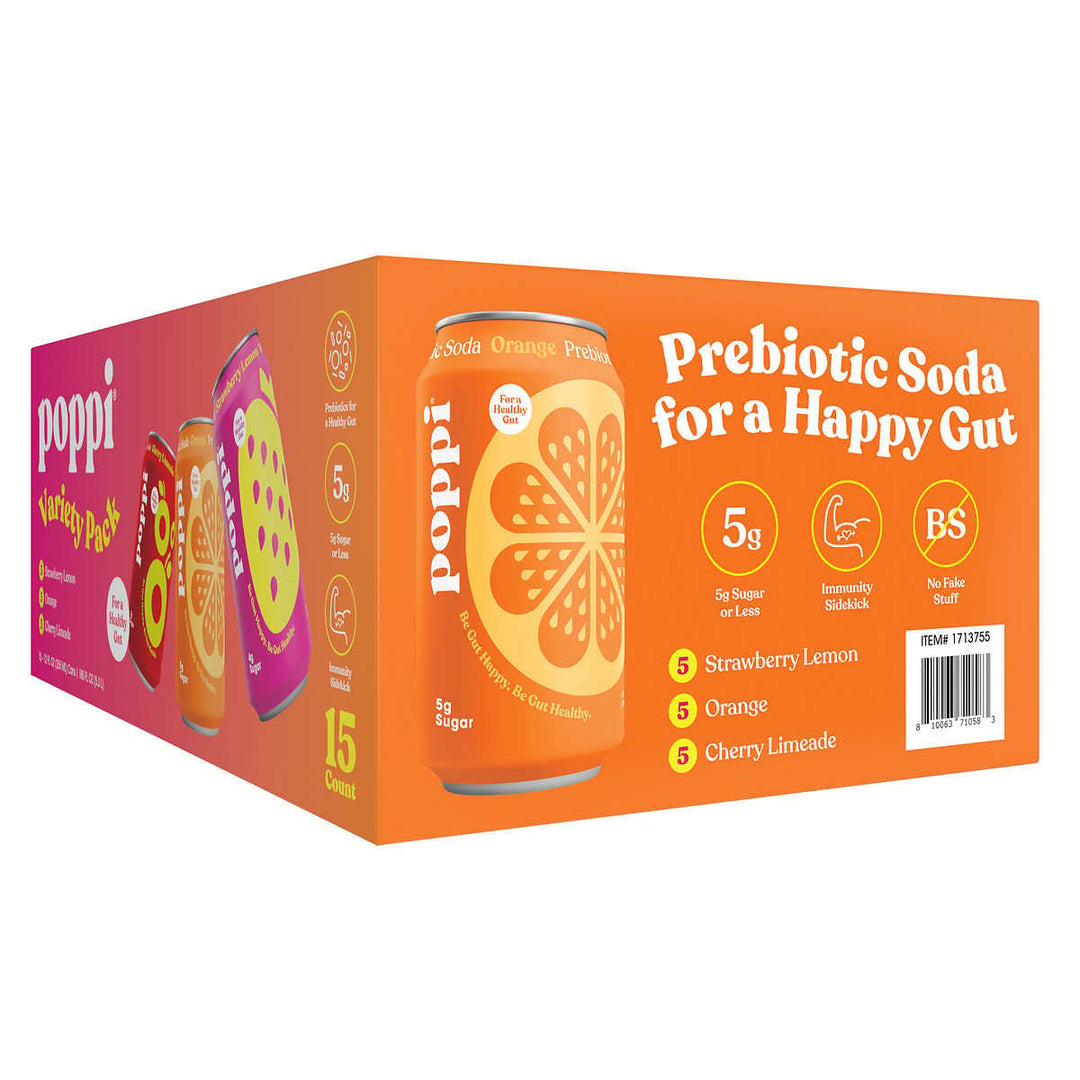 Poppi Prebiotic Soda Variety Pack 12 Fluid Ounce (Pack of 15) Image 4