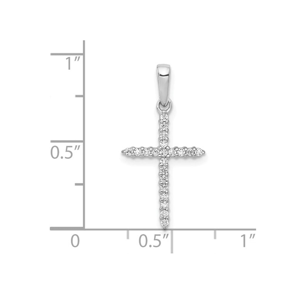 1/6 Carat (ctw) Diamond Cross Pendant Necklace in 10K White Gold with Chain Image 2