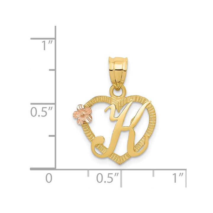 14K Yellow Gold Initial -K- Heart Necklace Pendant Charm with Chain Image 3