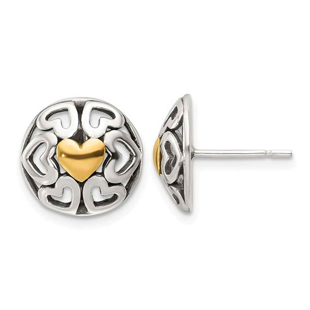 Sterling Silver Polished Heart Circle Post Earrings Image 1