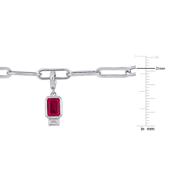 4.24 Carat (ctw) Lab-Created Ruby Blue Sapphire and Emerald Bracelet in Sterling Silver (7.50 Inches) Image 3