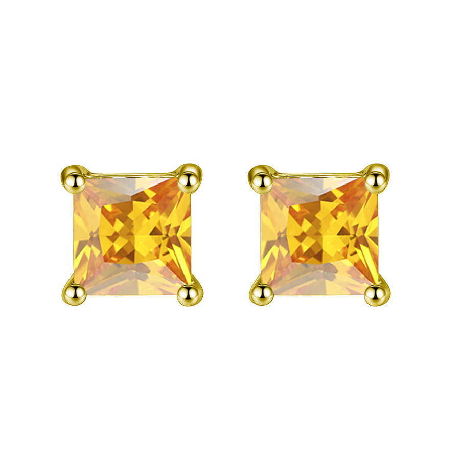 Paris Jewelry 10k Yellow Gold Plated 1Ct Created Yellow Sapphire CZ Earrings Image 1