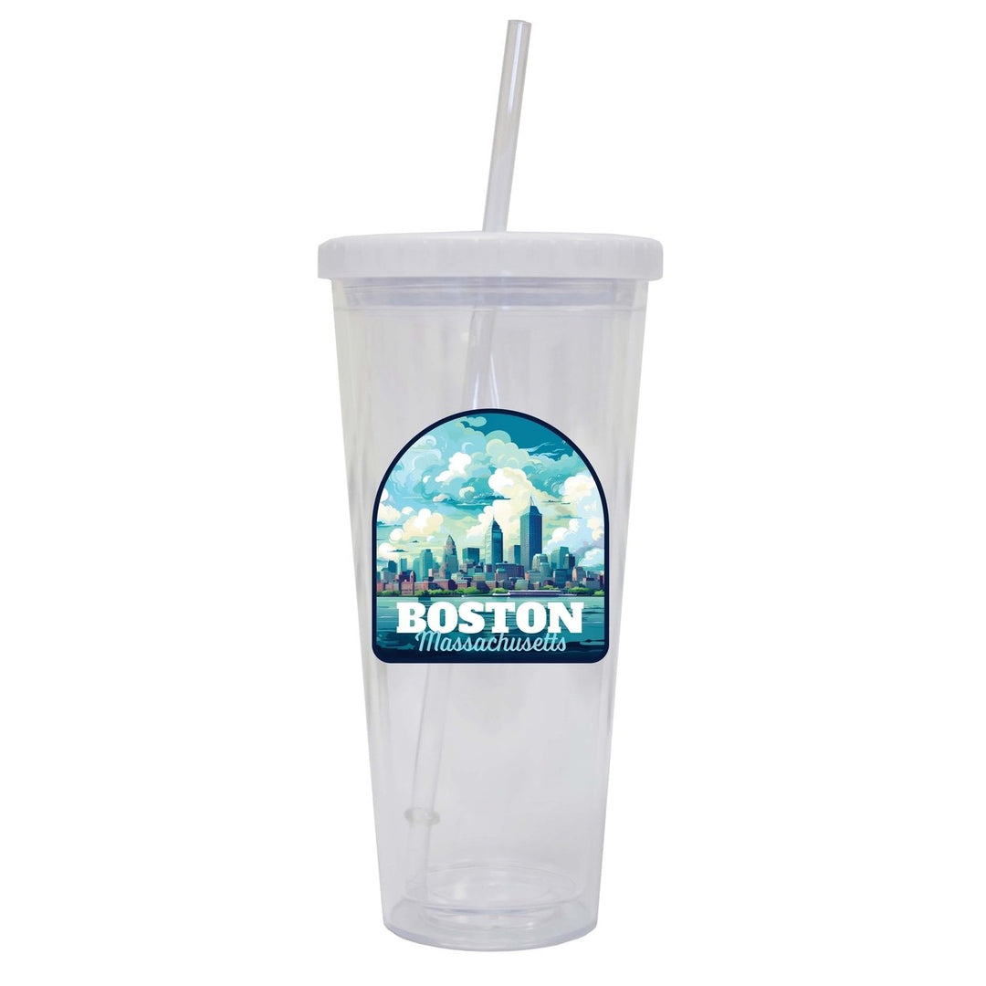 Boston Massachusetts A Souvenir 24oz Tumbler With Lid and Straw Image 1