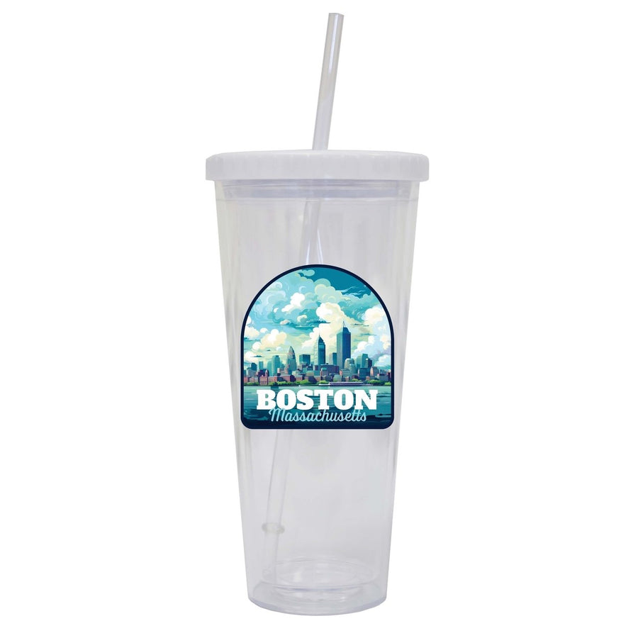 Boston Massachusetts A Souvenir 24oz Tumbler With Lid and Straw Image 1