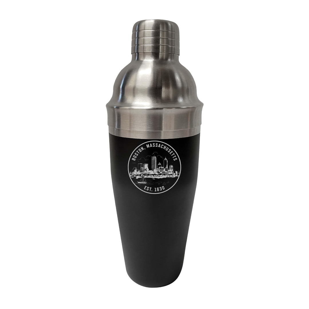 Boston Massachusetts Souvenir 24 oz Engraved Cocktail Shaker Image 1