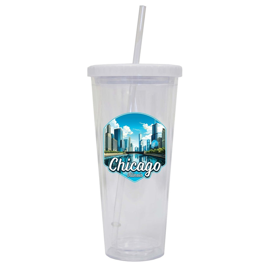 Chicago Illinois A Souvenir 24oz Tumbler With Lid and Straw Image 1