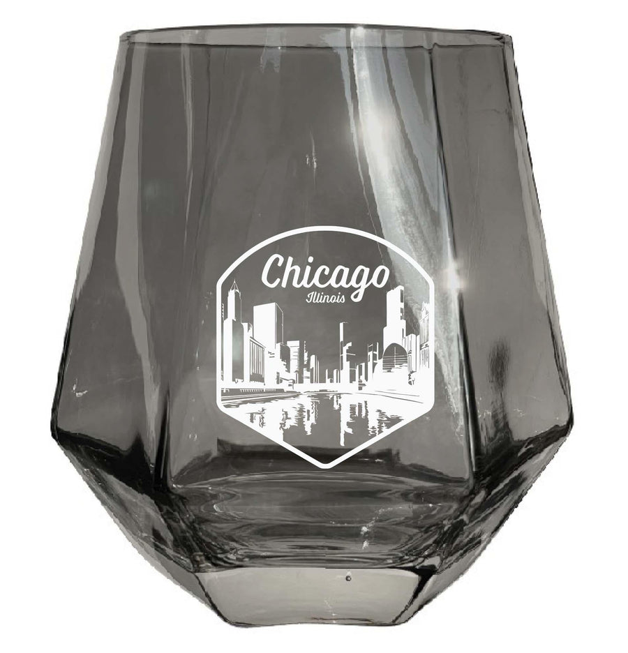 Chicago Illinois Souvenir Wine Glass EngravedDiamond 15 oz Image 1