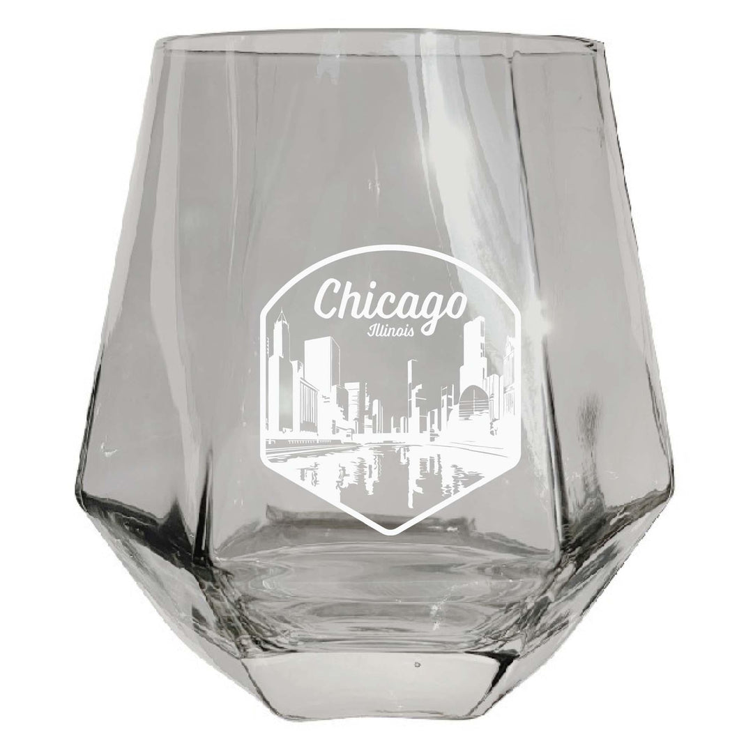 Chicago Illinois Souvenir Wine Glass EngravedDiamond 15 oz Image 3