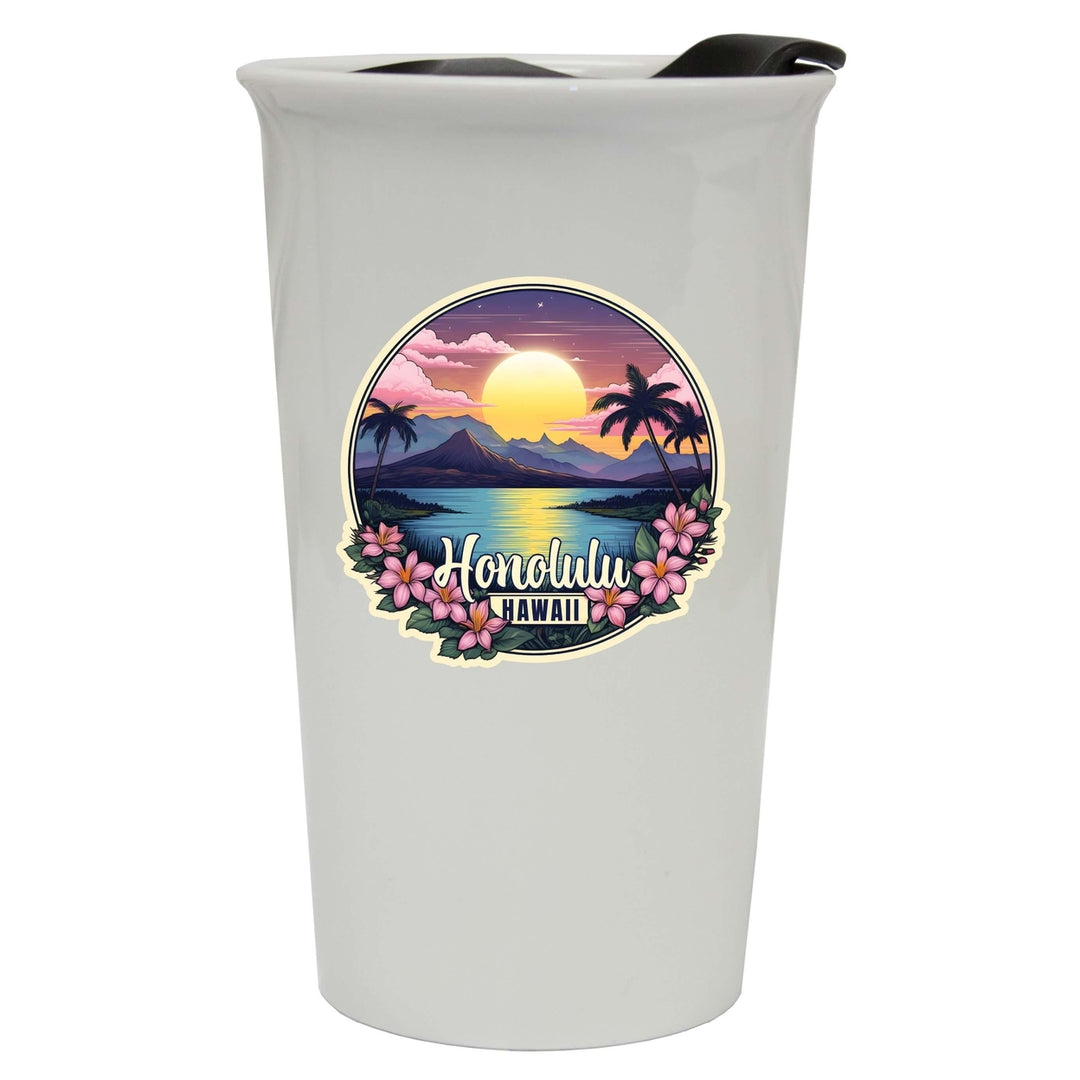 Honolulu Hawaii B Souvenir 16 oz Ceramic Double Wall Tumbler Image 1