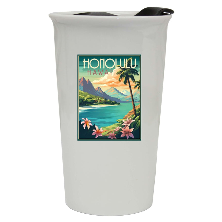 Honolulu Hawaii C Souvenir 16 oz Ceramic Double Wall Tumbler Image 1