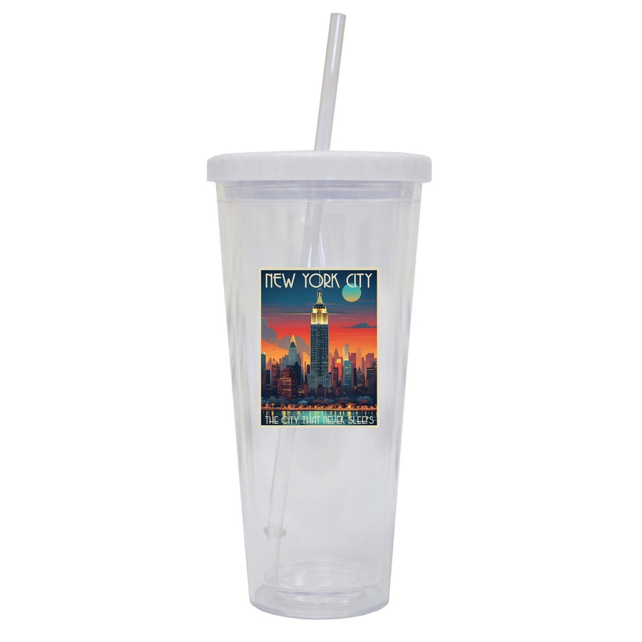 York City B Souvenir 24oz Tumbler With Lid and Straw Image 1