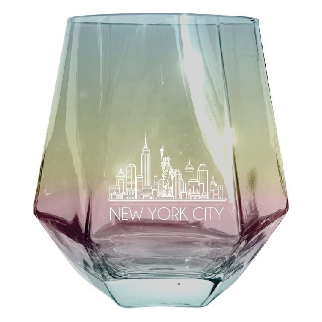 New York City Souvenir Wine Glass EngravedDiamond 15 oz Image 1