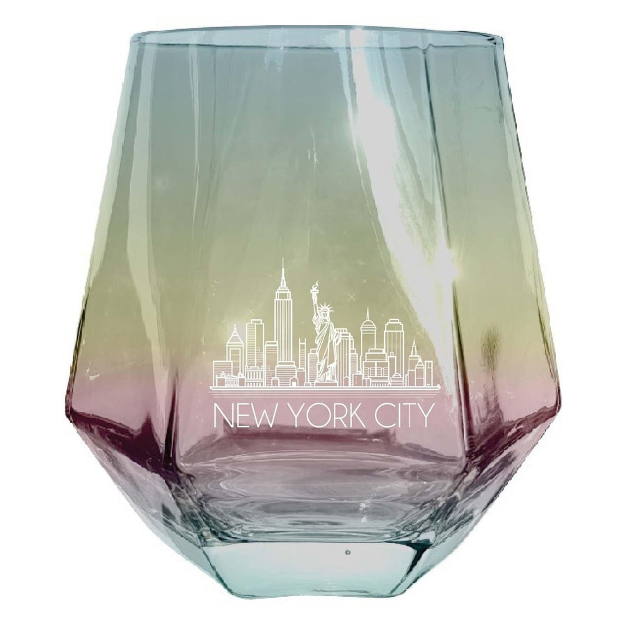 York City Souvenir Wine Glass EngravedDiamond 15 oz Image 1