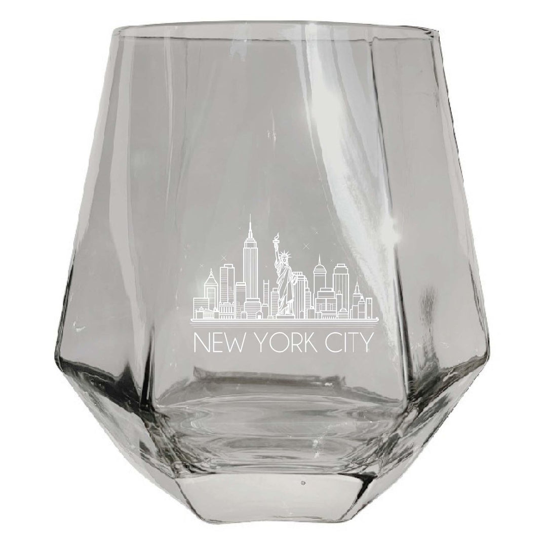 York City Souvenir Wine Glass EngravedDiamond 15 oz Image 3