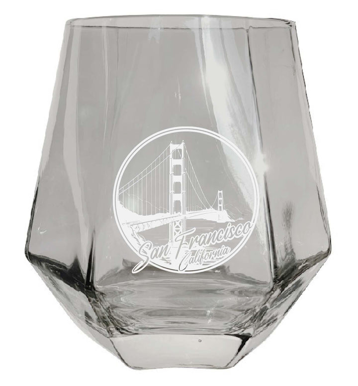 San Francisco California Souvenir Wine Glass EngravedDiamond 15 oz Image 1