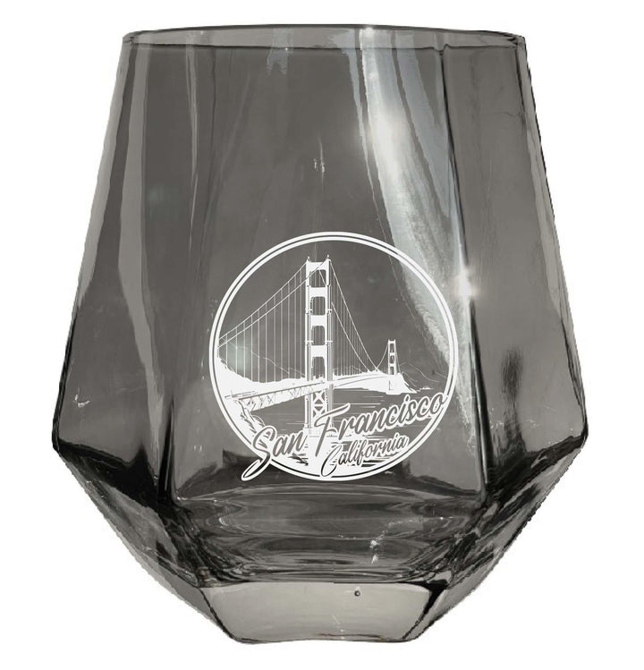 San Francisco California Souvenir Wine Glass EngravedDiamond 15 oz Image 1