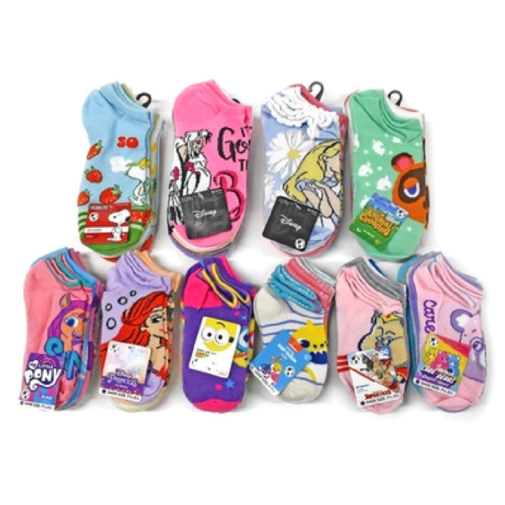 Licensed Kids No-Show Socks 20 Pair Assorted Characters Boys Girls Sizes 4-10 Image 2