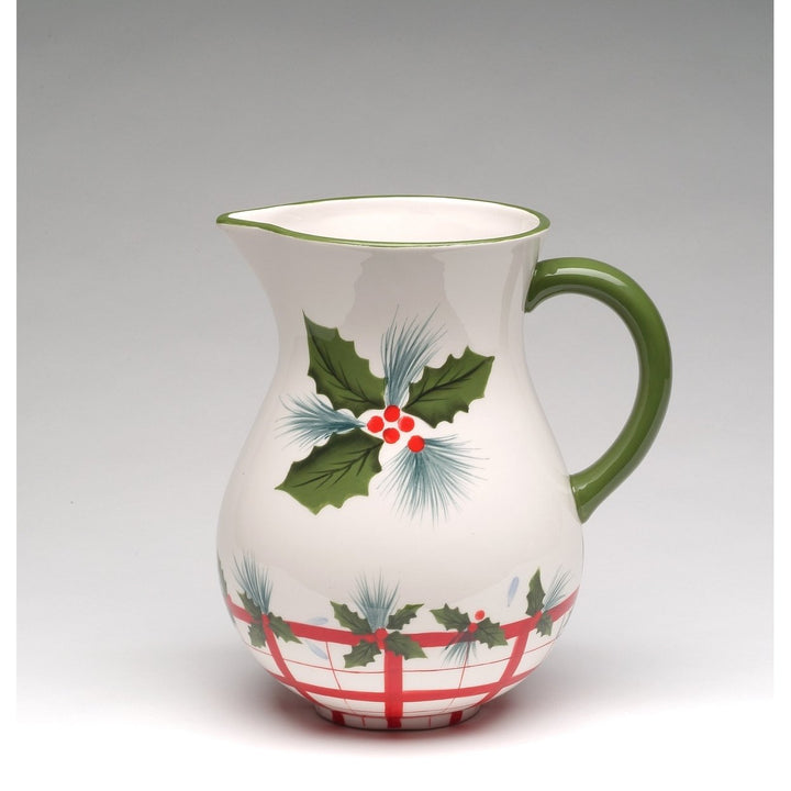 Ceramic Christmas Drink Pitcher 7.75in Holiday Decor Kitchen Image 3