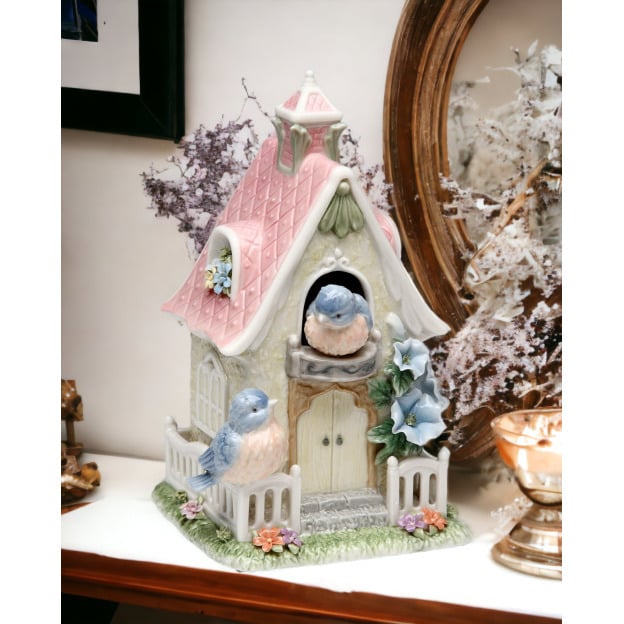 Ceramic Bluebird Birdhouse Music Box Home D cor  Kitchen D cor , Image 1