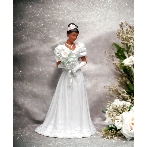 Ceramic African American Wedding Bride Figurine 10 inch Gift Image 1