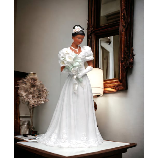 Ceramic African American Wedding Bride Figurine 10 inch Gift Image 2