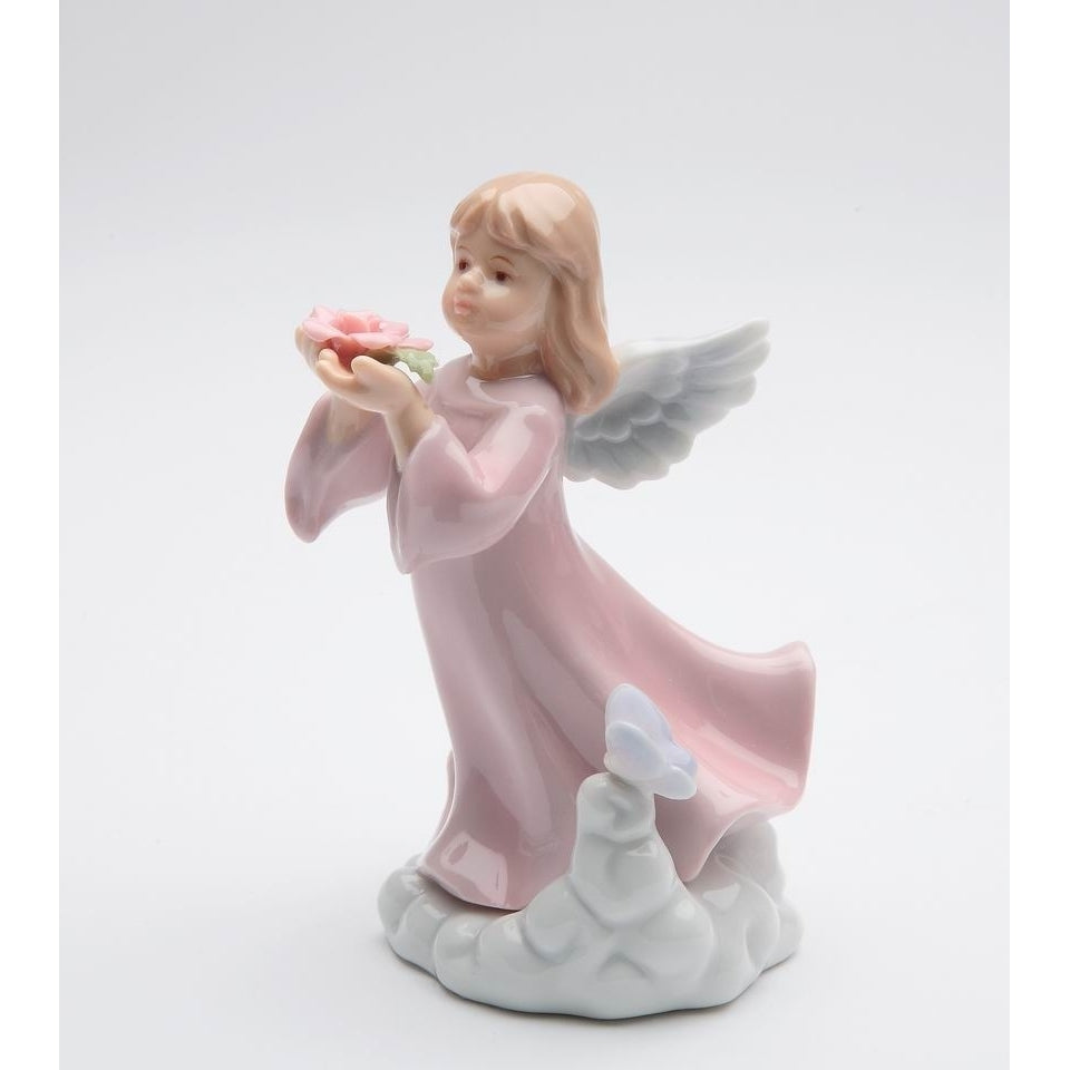 Ceramic Angel Girl with Rose Flower FigurineReligious DcorReligious GiftChurch Dcor, Image 2