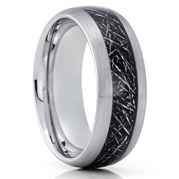 Meteorite Tungsten Wedding Band 8mm Comfort Fit Cobalt Free Anniversary Ring Image 4