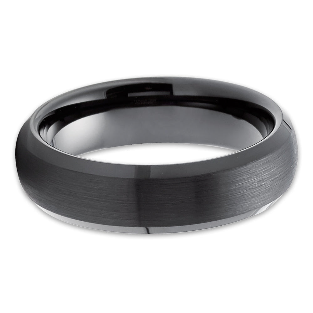 6mm Wedding Ring Black Tungsten Ring Dome Ring Tungsten Carbide Ring Black RinG Image 2