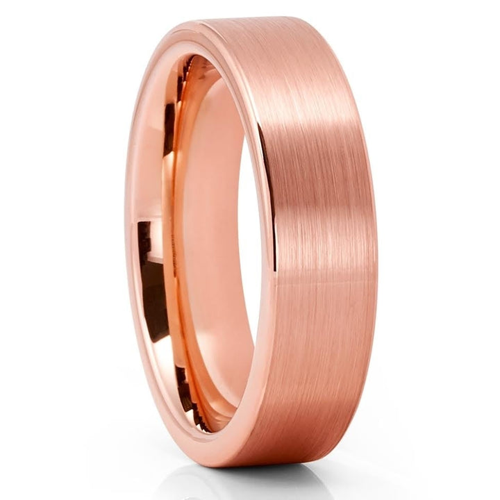 6mm Rose Gold Tungsten Wedding Ring Comfort Fit Anniversary Band Cobalt Free Image 1