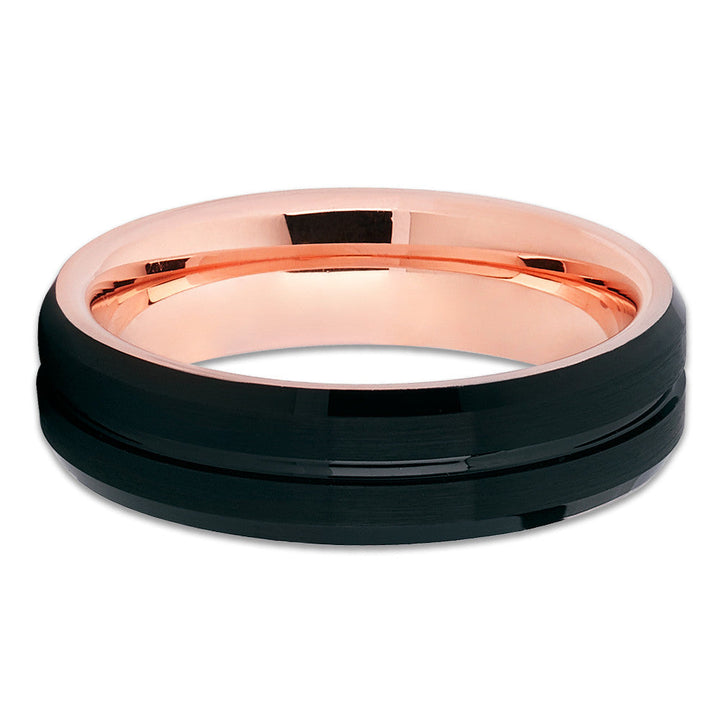 6mm Womans Wedding Ring Rose Gold Tungsten Ring Engagement Ring Black Image 2