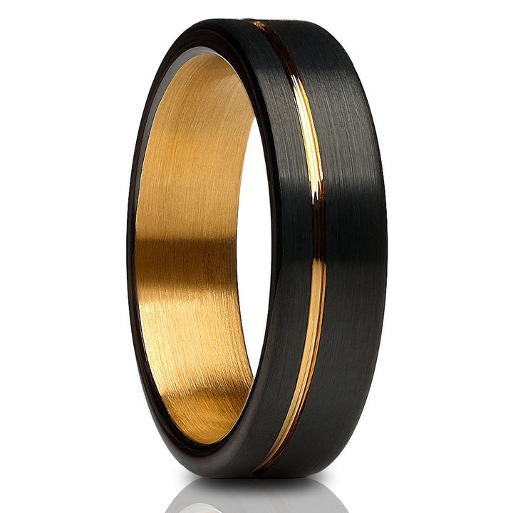 6mm Yellow Gold Tungsten Ring Matte Finish Ring Engagement Ring Image 1