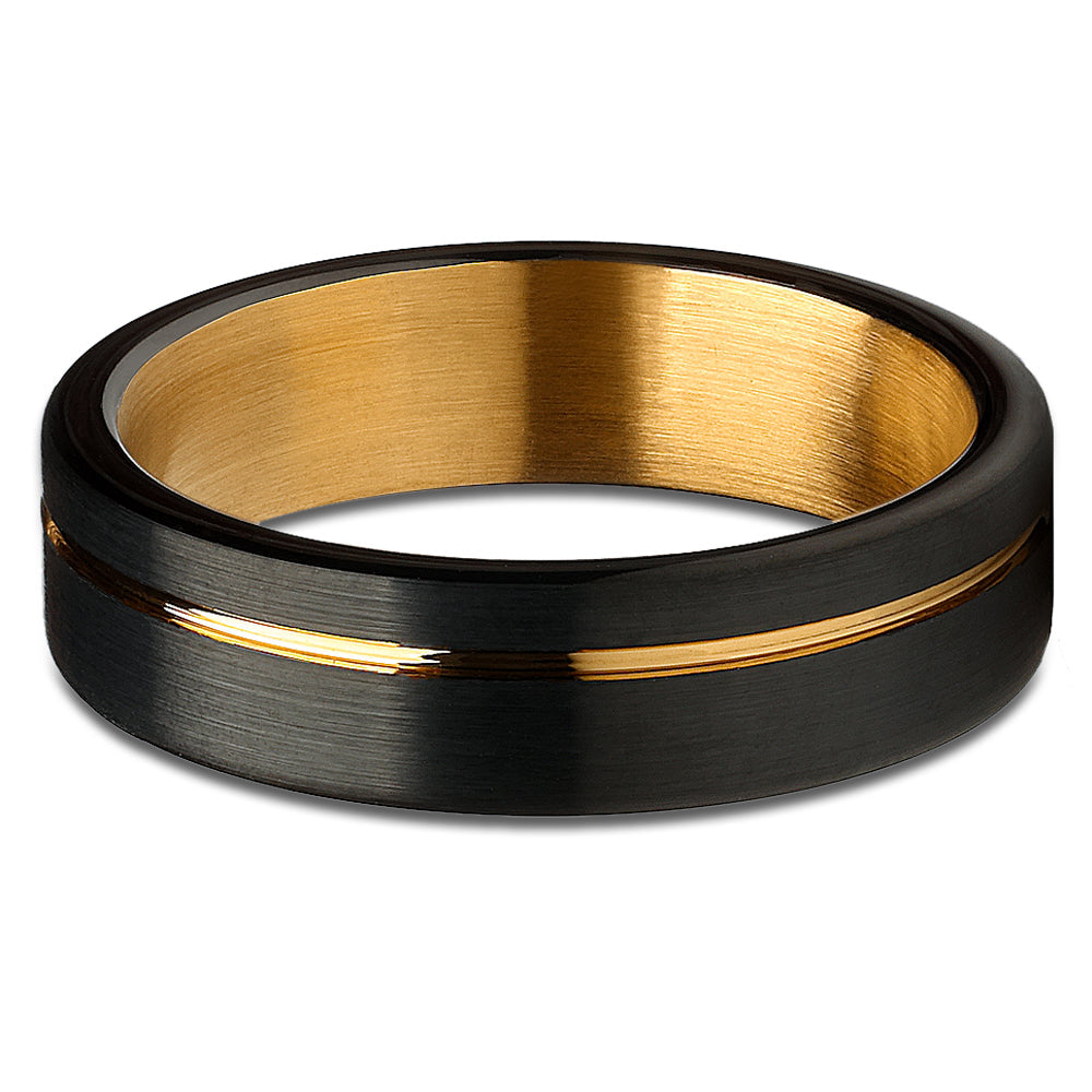 6mm Yellow Gold Tungsten Ring Matte Finish Ring Engagement Ring Image 2