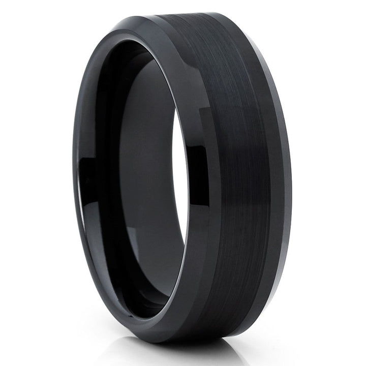 8mm Black Tungsten Ring Engagement Ring Black Wedding Ring Anniversary Image 4