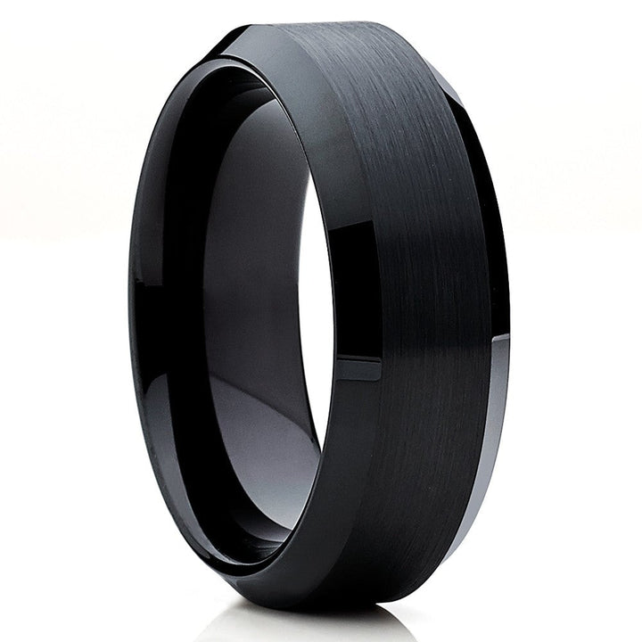 8mm Black Tungsten Carbide Engagement Ring Comfort Fit Lifetime Warranty Sizes 6-15 Image 4