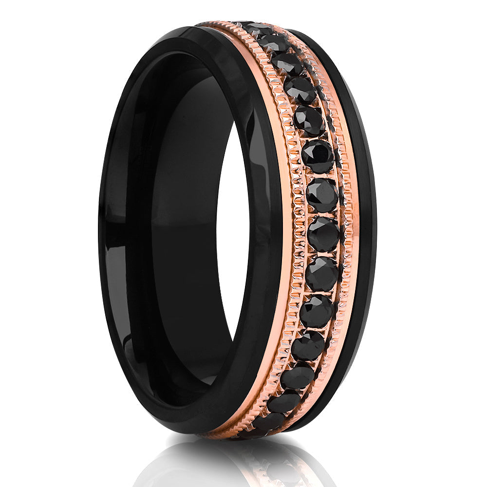 8mm Black Tungsten Ring Rose Gold Wedding Ring Mans Ring Image 4